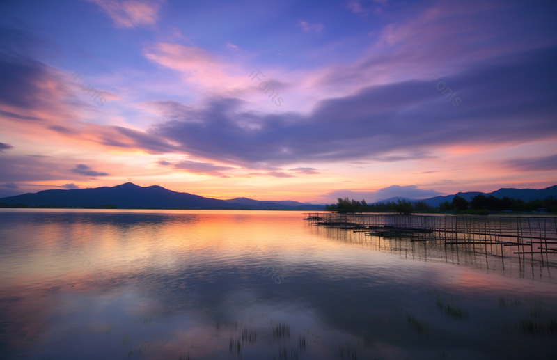 云南昆明晚霞天空滇池湖泊,高清,摄影图,摄影图片,图片大全,摄影图免费下载